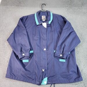 CS Essentials Windbreaker Coat Mens Big 2X Blue Snap Front Drawstring Pockets
